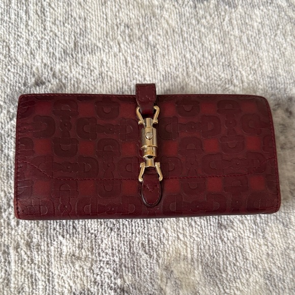 GUCCI Jackie Vintage Leather Wallet Gold Piston